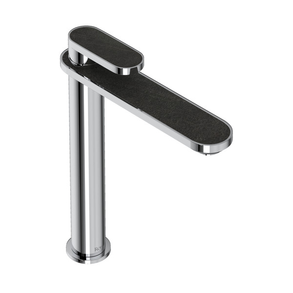 Miscelo Single Handle Tall Bathroom Faucet - Polished Chrome Spout with Greystone Quarry Insert with Lever Handle with Insert | Model Number: MI02D1GQAPC - Product Knockout