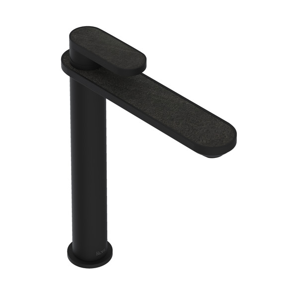 Miscelo Single Handle Tall Bathroom Faucet - Matte Black Spout with Greystone Quarry Insert with Lever Handle with Insert | Model Number: MI02D1GQMB - Product Knockout