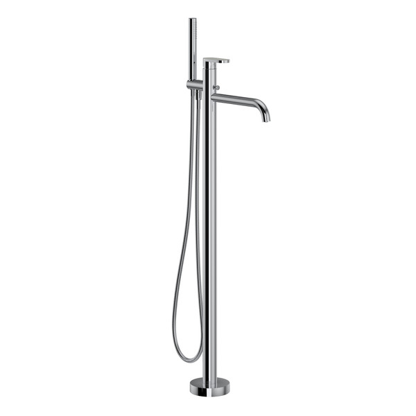 Miscelo 1-Hole Floor Mount Tub Filler - Polished Chrome Spout with Sedona Insert with Lever Handle with Insert | Model Number: MI05F1SDAPC - Product Knockout