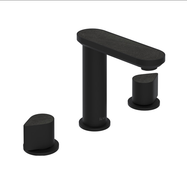 Miscelo Widespread Bathroom Faucet - Matte Black Spout with Greystone Quarry Insert with Lever Handle with Insert | Model Number: MI09D3GQMB - Product Knockout