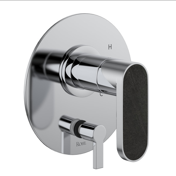 Miscelo Pressure Balance Trim with Diverter - Polished Chrome Spout with Greystone Quarry Insert with Lever Handle with Insert | Model Number: MI11W1GQAPC - Product Knockout