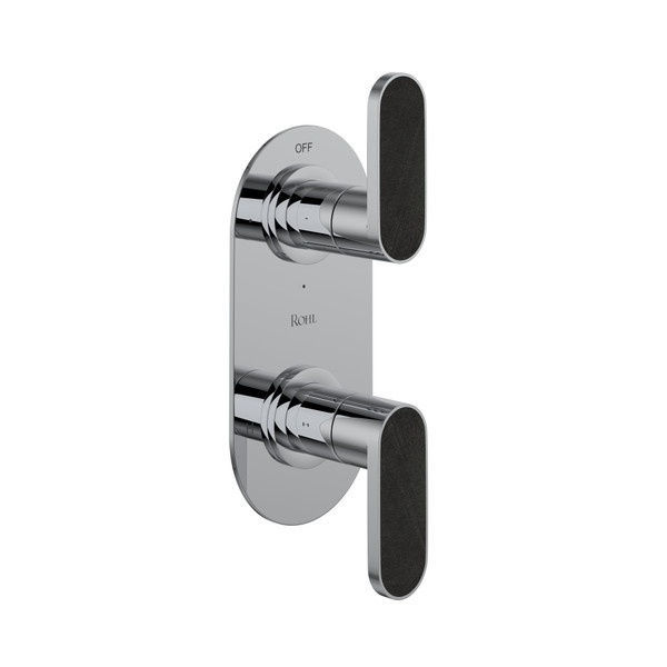 Miscelo 1/2 Inch Thermostatic Trim with Diverter - Polished Chrome Spout with Greystone Quarry Insert with Lever Handle with Insert | Model Number: MI12W2GQAPC - Product Knockout