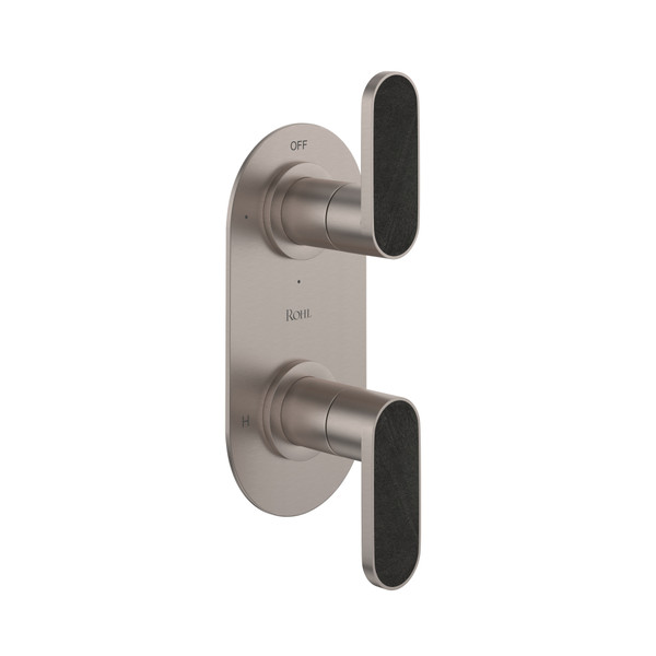 Miscelo 1/2 Inch Thermostatic Trim with Diverter - Satin Nickel Spout with Greystone Quarry Insert with Lever Handle with Insert | Model Number: MI12W2GQSTN - Product Knockout