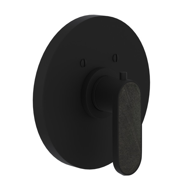 Miscelo 3/4 Inch Thermostatic Trim without Volume Control - Matte Black Spout with Greystone Quarry Insert with Lever Handle with Insert | Model Number: MI13W1GQMB - Product Knockout