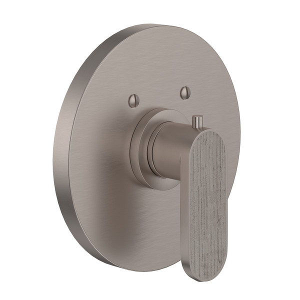 Miscelo 3/4 Inch Thermostatic Trim without Volume Control - Satin Nickel Spout with Whitewash Barnwood Insert with Lever Handle with Insert | Model Number: MI13W1WBSTN - Product Knockout