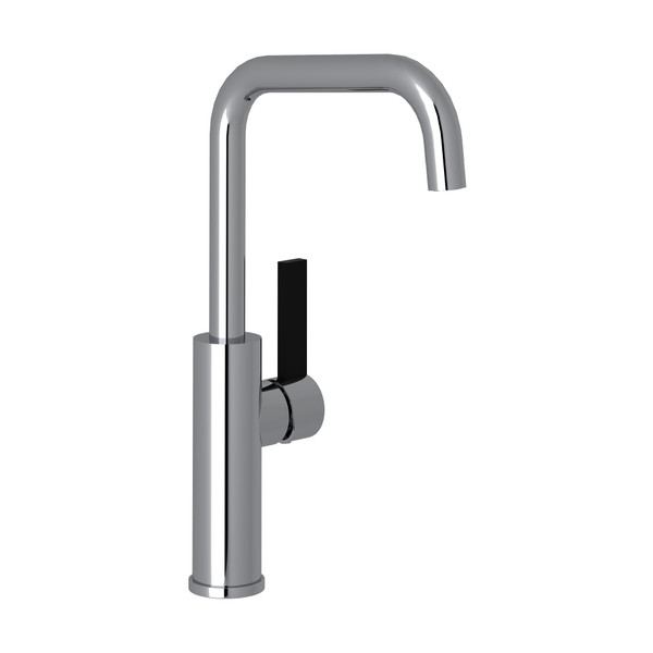 Tuario Bar and Food Prep Faucet - U Spout - Polished Chrome with Matte Black Accents with Lever Handle | Model Number: TR61D1LBAPC - Product Knockout