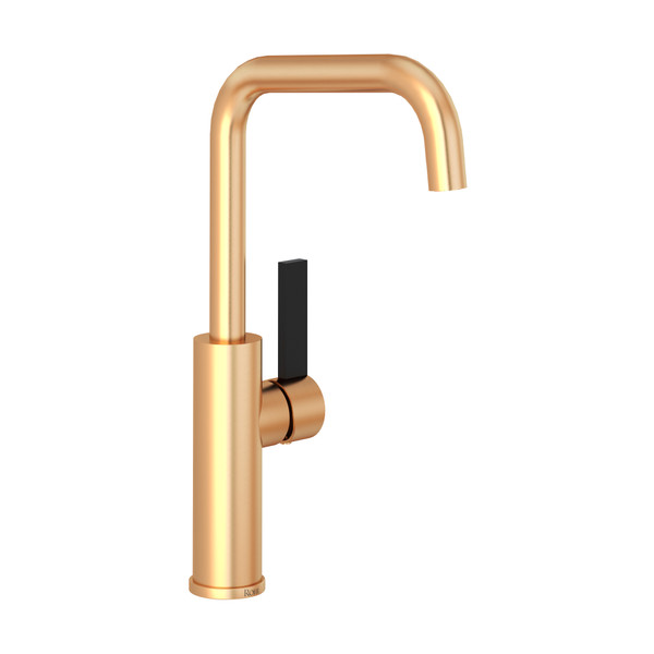 Tuario Bar and Food Prep Faucet - U Spout - Satin Gold with Matte Black Accents with Lever Handle | Model Number: TR61D1LBSG - Product Knockout