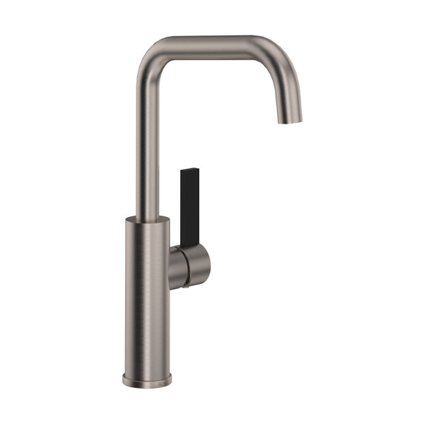 Tuario Bar and Food Prep Faucet - U Spout - Satin Nickel with Matte Black Accents with Lever Handle | Model Number: TR61D1LBSTN - Product Knockout