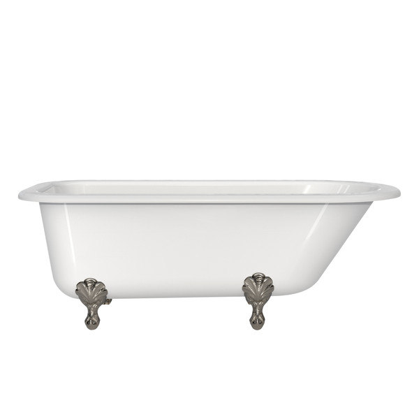 Hampshire 67-1/8 Inch X 30-1/2 Inch Freestanding Soaking Bathtub in Volcanic Limestone&trade; with Overflow - Gloss White | Model Number: HAM-N-SW-OF+FT-HAM-PN - Product Knockout