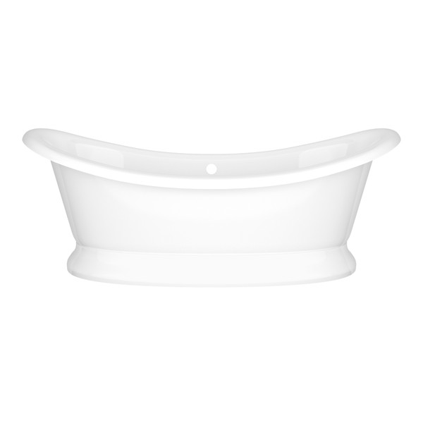 Marlborough 74-7/8 Inch X 34-1/4 Inch Freestanding Soaking Bathtub in Volcanic Limestone&trade; with Overflow Hole - Gloss White | Model Number: MAR-N-SW-OF+MAR-B-SW-OF - Product Knockout