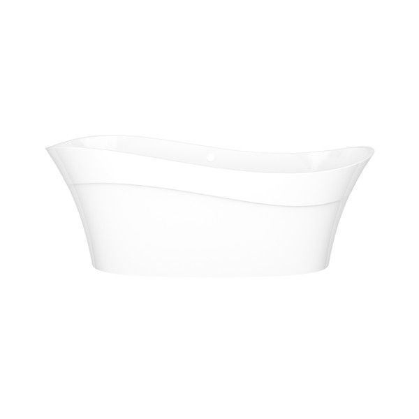 Pescadero RH 66-3/4 Inch X 31-3/8 Inch Freestanding Soaking Bathtub in Volcanic Limestone&trade; with Overflow Hole - Gloss White | Model Number: PES-N-RH-SW-OF - Product Knockout