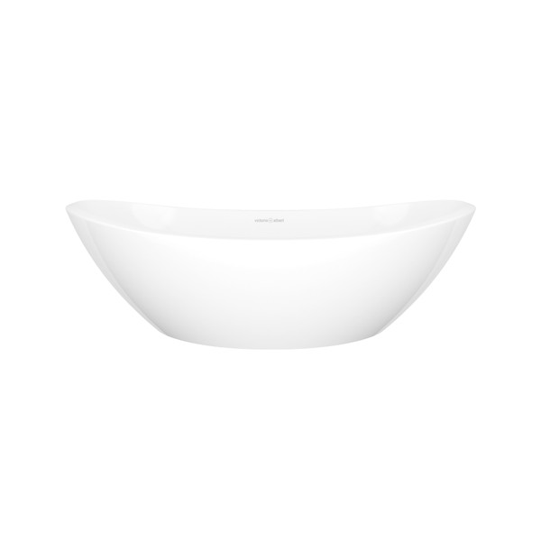 Amalfi 55 Oval 21-5/8 Inch Vessel Lavatory Sink in Volcanic Limestone&trade; without Internal Overflow - Gloss White | Model Number: VB-AML-55-NO - Product Knockout