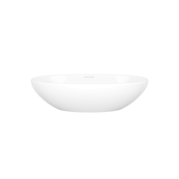Barcelona 48 Oval 18-7/8 Inch Vessel Lavatory Sink in Volcanic Limestone&trade; without Internal Overflow - Gloss White | Model Number: VB-BAR-48-NO - Product Knockout