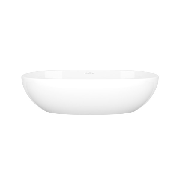 Barcelona 55 Oval 21-1/2 Inch Vessel Lavatory Sink in Volcanic Limestone&trade; with Internal Overflow - Gloss White | Model Number: VB-BAR-55-IO - Product Knockout