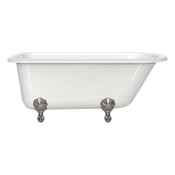 Wessex 60 Inch X 30 Inch Freestanding Soaking Bathtub in Volcanic Limestone&trade; with Overflow Hole - Gloss White | Model Number: WES-N-SW-OF+FT-HAM-PN - Product Knockout