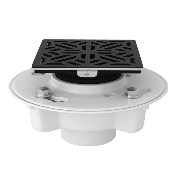 PVC 2 Inch X 3 Inch Drain Kit with Mosaic Decorative Cover - Matte Black | Model Number: SDPVC2/3-3144MB - Product Knockout