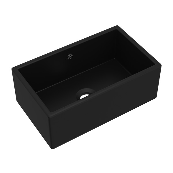 DISCONTINUED Shaker™ 30" Single Bowl Farmhouse Apron Front Fireclay Kitchen Sink - Matte Black | Model Number: MS3018MB