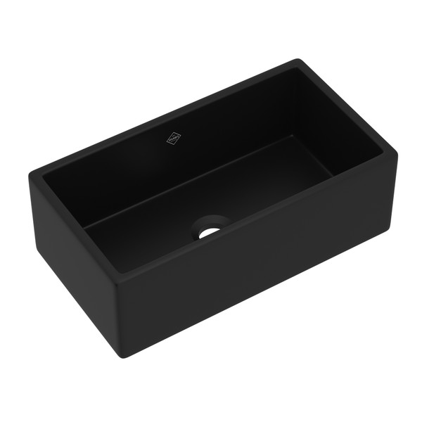 DISCONTINUED Shaker™ 33" Single Bowl Farmhouse Apron Front Fireclay Kitchen Sink - Matte Black | Model Number: MS3318MB