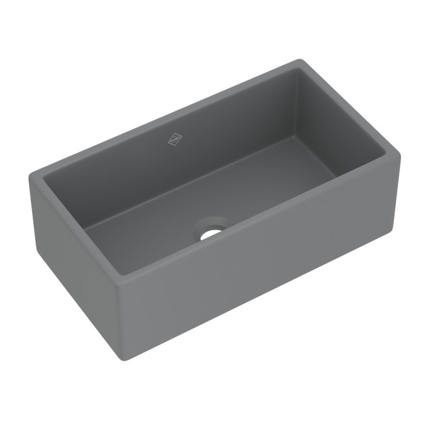 Classic Shaker Modern Single Bowl Apron Front Fireclay Kitchen Sink - Matte Grey | Model Number: MS3318MG - Product Knockout