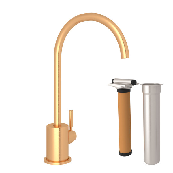 Lux C-Spout Filter Faucet - Satin Gold with Metal Lever Handle | Model Number: RKIT7517SG - Product Knockout