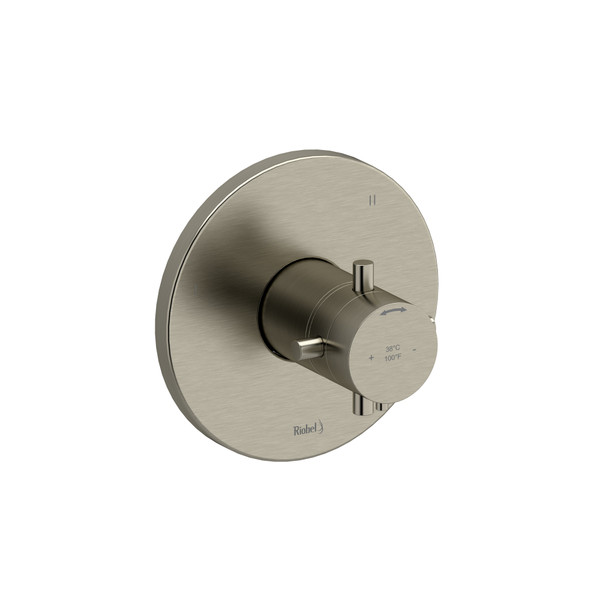 Riu 1/2 Inch Thermostatic and Pressure Balance Trim with up to 5 Functions  - Brushed Nickel with Cross Handles | Model Number: TRUTM47+BN - Product Knockout