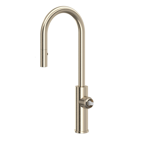 Eclissi Pull-Down Bar and Food Prep Kitchen Faucet with C-Spout Less Handle - Satin Nickel | Model Number: EC65D1STN - Product Knockout