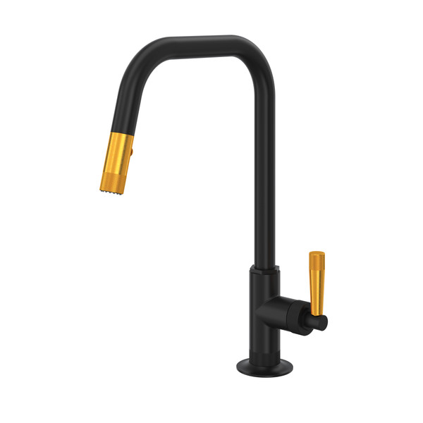 Graceline Pull-Down Kitchen Faucet with U-Spout - Matte Black And Gold | Model Number: MB7956LMMBG - Product Knockout