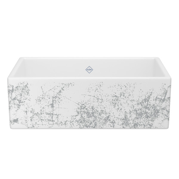 Shaker™ 33" Single Bowl Farmhouse Apron Front Fireclay Kitchen Sink With Metallic Design - Metallic in Silver | Model Number: MS3318WHMTSI