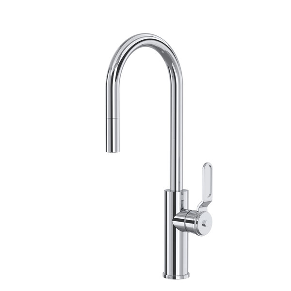 Myrina Pull-Down Bar and Food Prep Kitchen Faucet with C-Spout - Polished Chrome | Model Number: MY65D1LMAPC - Product Knockout