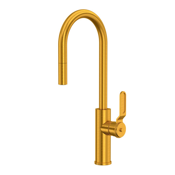 Myrina Pull-Down Bar and Food Prep Kitchen Faucet with C-Spout - Satin Gold | Model Number: MY65D1LMSG - Product Knockout