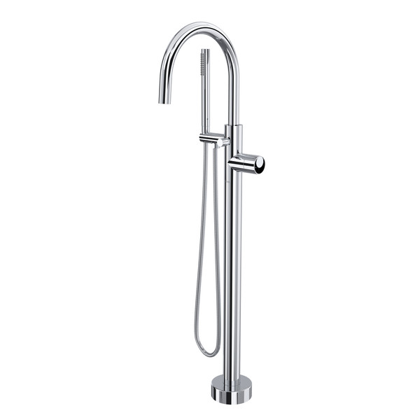 Eclissi Single Hole Floor Mount Tub Filler Trim with C-Spout - Polished Chrome | Model Number: TEC06F1IWAPC - Product Knockout