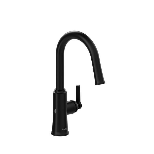 Trattoria Pull-Down Touchless Kitchen Faucet with C-Spout - Black | Model Number: TTRD111BK - Product Knockout