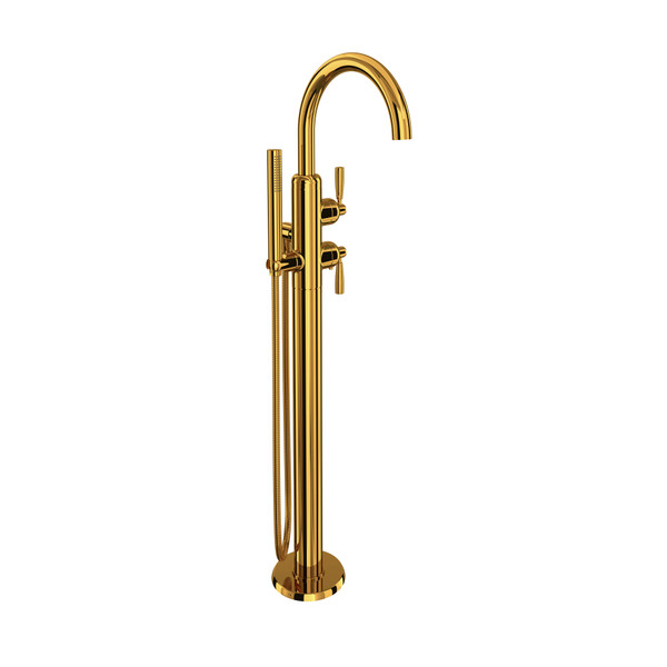 Holborn™ Single Hole Floor Mount Tub Filler Trim With C-Spout - Unlacquered Brass | Model Number: U.3990LS-ULB/TO