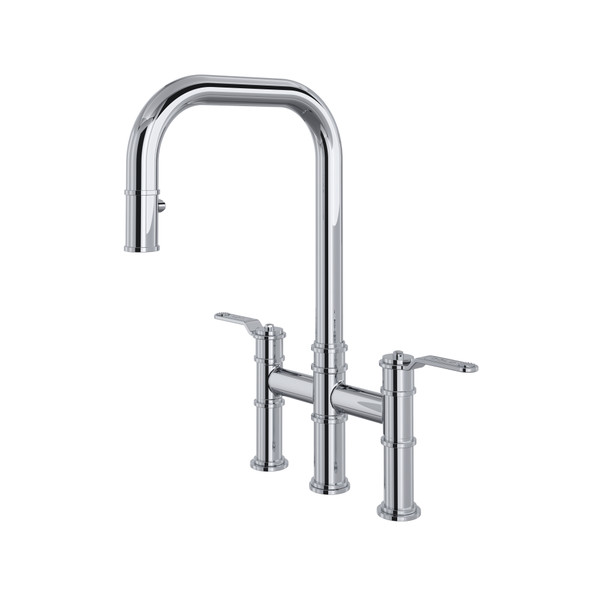 Armstrong Pull-Down Bridge Kitchen Faucet with U-Spout - Polished Chrome | Model Number: U.4551HT-APC-2 - Product Knockout