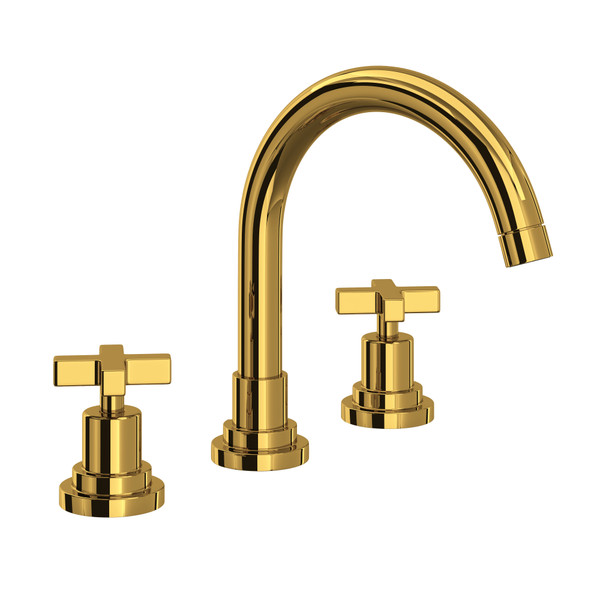 Lombardia® Widespread Lavatory Faucet With C-Spout - Unlacquered Brass | Model Number: A2228XMULB-2