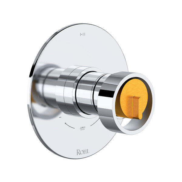 Eclissi 1/2 Inch Thermostatic & Pressure Balance Trim with 3 Functions (Shared) with Wheel Handle - Polished Chrome-Satin Gold | Model Number: TEC23W1IWPCG - Product Knockout