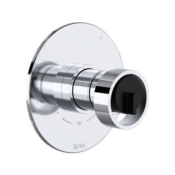 Eclissi 1/2 Inch Thermostatic & Pressure Balance Trim with 3 Functions (No Share) with Wheel Handle - Polished Chrome-Matte Black | Model Number: TEC47W1IWPCB - Product Knockout