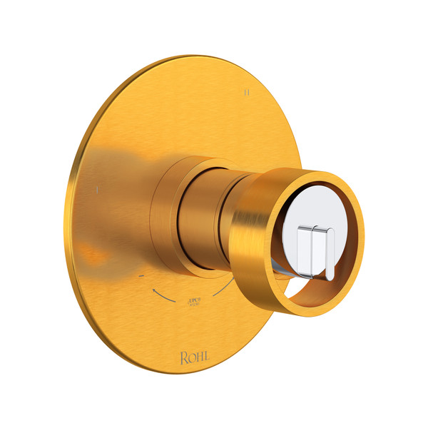 Eclissi 1/2 Inch Thermostatic & Pressure Balance Trim with 3 Functions (No Share) with Wheel Handle - Satin Gold-Polished Chrome | Model Number: TEC47W1IWSGC - Product Knockout