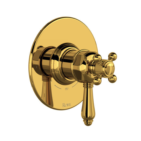 1/2 Inch Thermostatic & Pressure Balance Trim with 2 Functions (No Share) with Lever Handle - Unlacquered Brass | Model Number: TTD44W1LMULB - Product Knockout