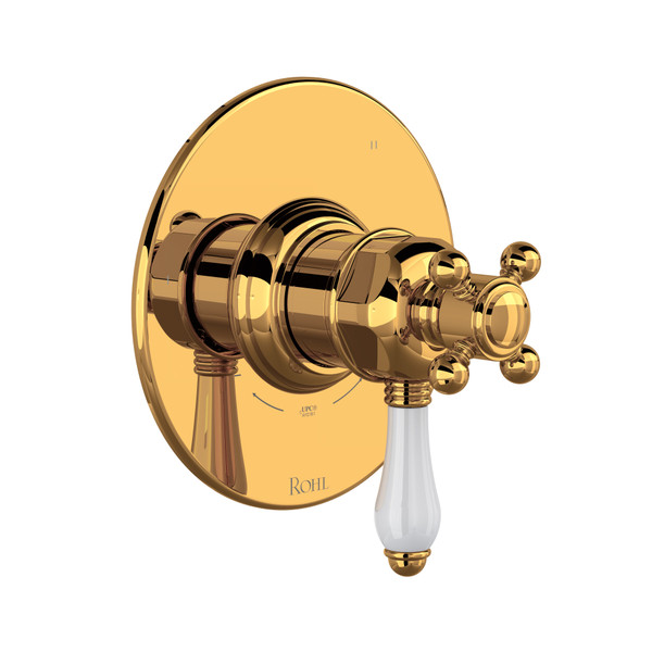 1/2 Inch Thermostatic & Pressure Balance Trim with 3 Functions (No Share) with Lever Handle - Italian Brass | Model Number: TTD47W1LPIB - Product Knockout