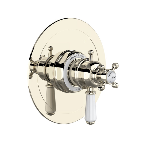 Edwardian 1/2 Inch Thermostatic & Pressure Balance Trim with 3 Functions (No Share) with Lever Handle - Polished Nickel | Model Number: U.TEW47W1L-PN - Product Knockout