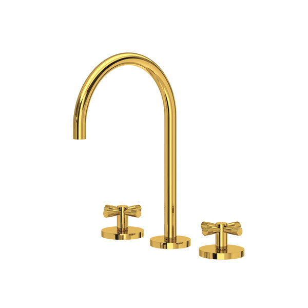 Amahle Widespread Bathroom Faucet With C-Spout - Unlacquered Brass | Model Number: AM08D3XMULB - Product Knockout