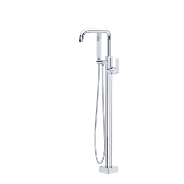 Modern 1-Hole Floor Mount Tub Filler Trim - Polished Chrome | Model Number: TCA05HF1LAPC - Product Knockout