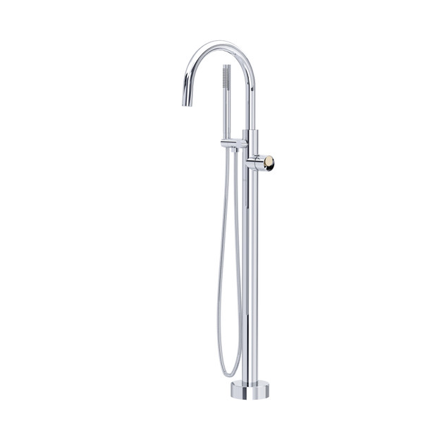 Eclissi™ Single Hole Floor Mount Tub Filler Trim With C-Spout - Polished Chrome/Satin Nickel | Model Number: TEC06HF1IWPCN