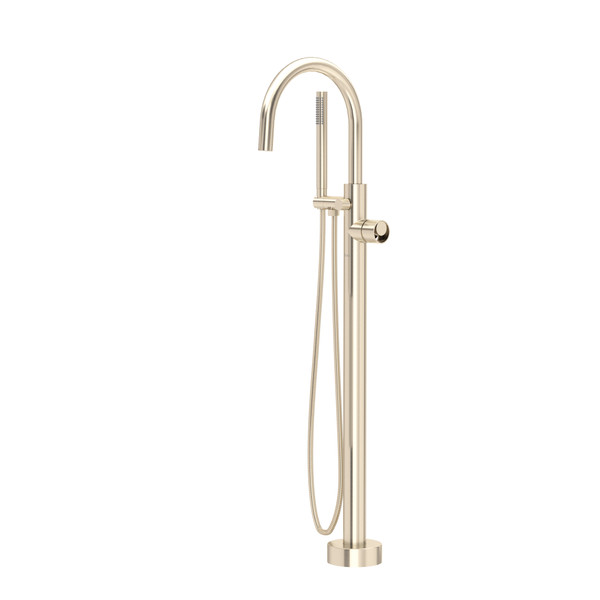 Eclissi™ Single Hole Floor Mount Tub Filler Trim With C-Spout - Satin Nickel | Model Number: TEC06HF1IWSTN