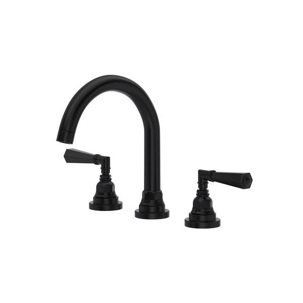 San Giovanni C-Spout Widespread Bathroom Faucet -Matte Black with Metal Lever Handle | Model Number: A2328LMMB-2 - Product Knockout