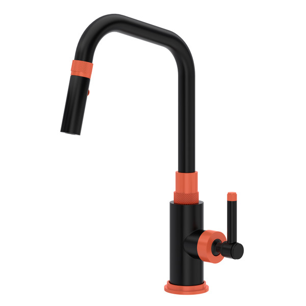 Campo™ Pull-Down Kitchen Faucet - Matte Black/Orange | Model Number: A3431ILMBO-2