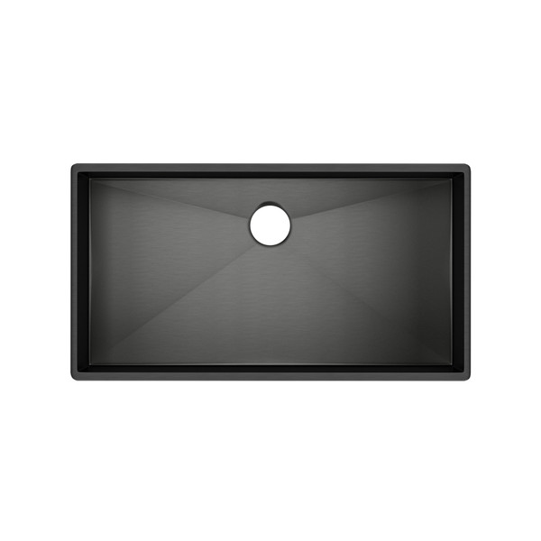 Forze 33" Single Bowl Stainless Steel Kitchen Sink - Black Stainless Steel | Model Number: RSS3318BKS - Product Knockout