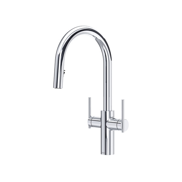 Lateral™ Two Handle Pull-Down Kitchen Faucet With C-Spout - Chrome | Model Number: LT801C