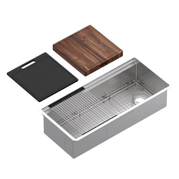 Culinario 40" Stainless Steel Chef/Workstation Sink With Accessories - Brushed Stainless Steel | Model Number: RUWUM4019WSSB